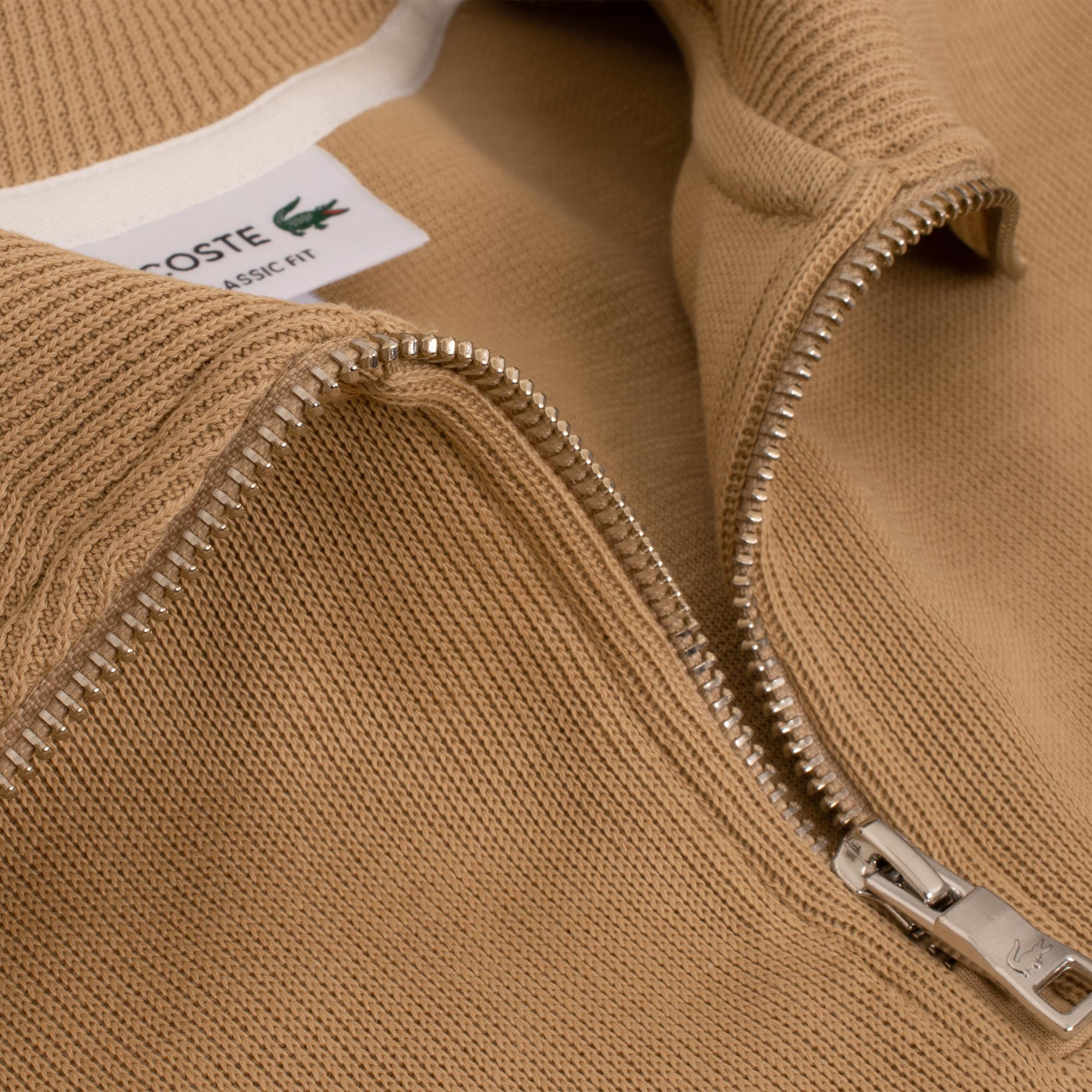 Lacoste Quarter Zip Stand Up Collar Cotton Sweatshirt Viennese